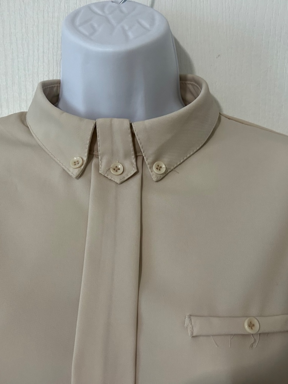 Blouse Tab Button Collar Minimalist Equestrian Cute Goth - Picture 1 of 7